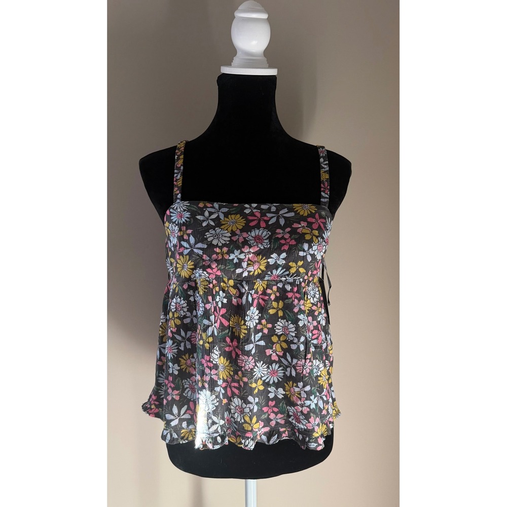 Volcom‎ True To This Floral Cami Tank Top XS Boho Empire Waist Flowy Viscose